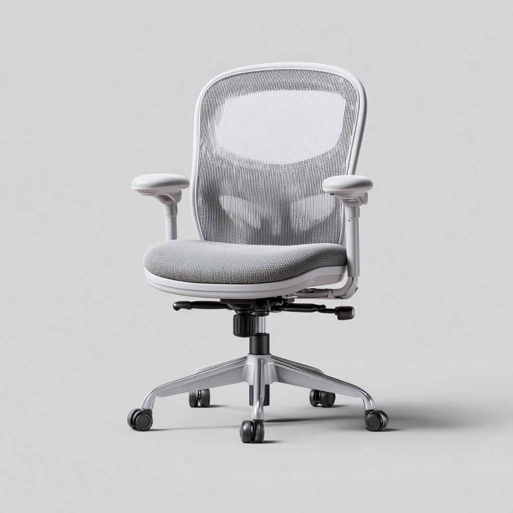 Sedia da ufficio-rete-tessuto-metallo-68x67x108 cm-grigio-bianco-design moderno-Comfyilo