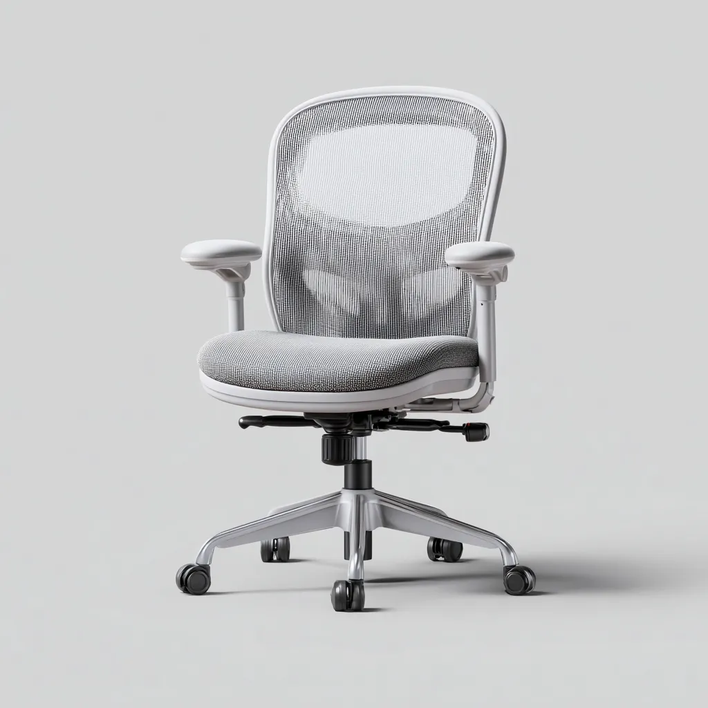 Sedia da ufficio-rete-tessuto-metallo-68x67x108 cm-grigio-bianco-design moderno-Comfyilo