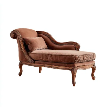 Chaise longue-velluto-legno-188x82x96 cm-marrone-design classico-Comfyilo