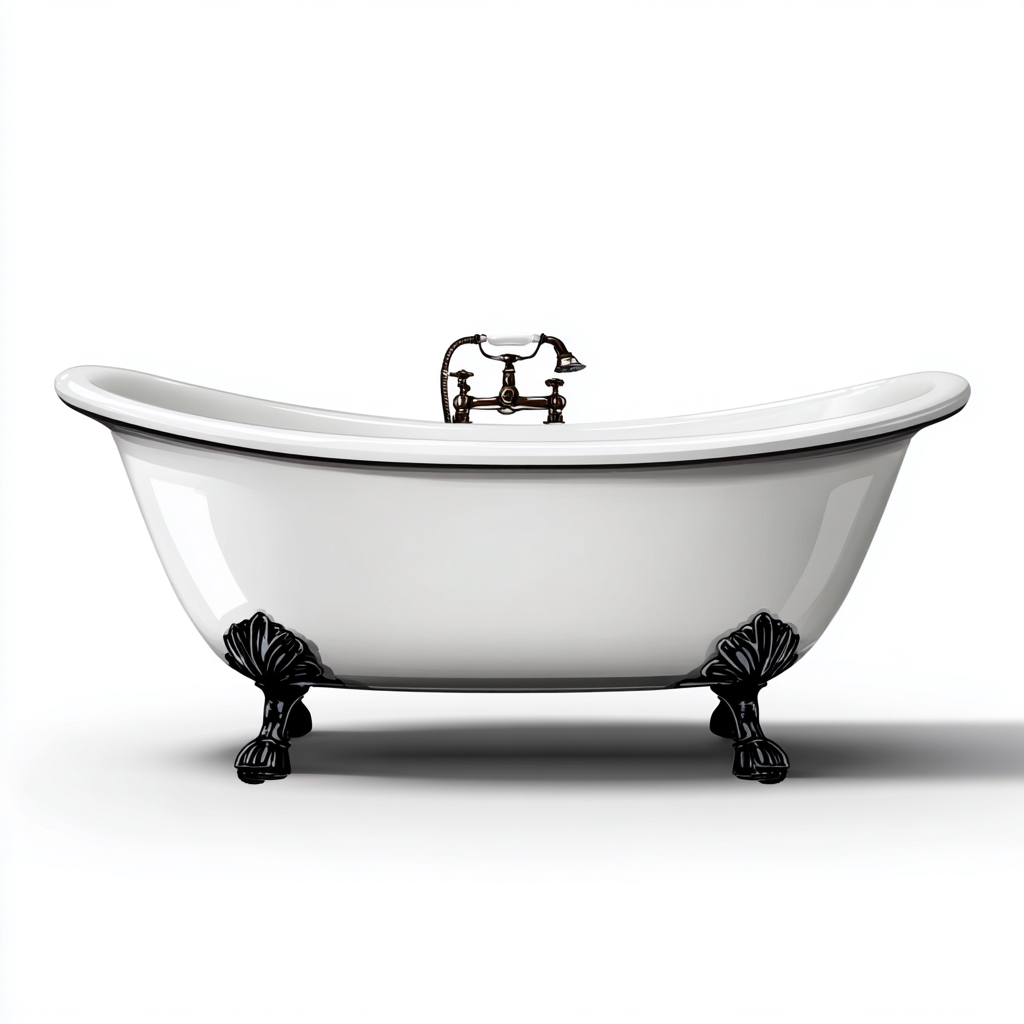 Vasca da bagno-ghisa-175x70x78 cm-bianco-nero-design classico-Comfyilo