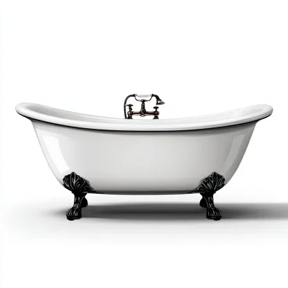 Vasca da bagno-ghisa-175x70x78 cm-bianco-nero-design classico-Comfyilo