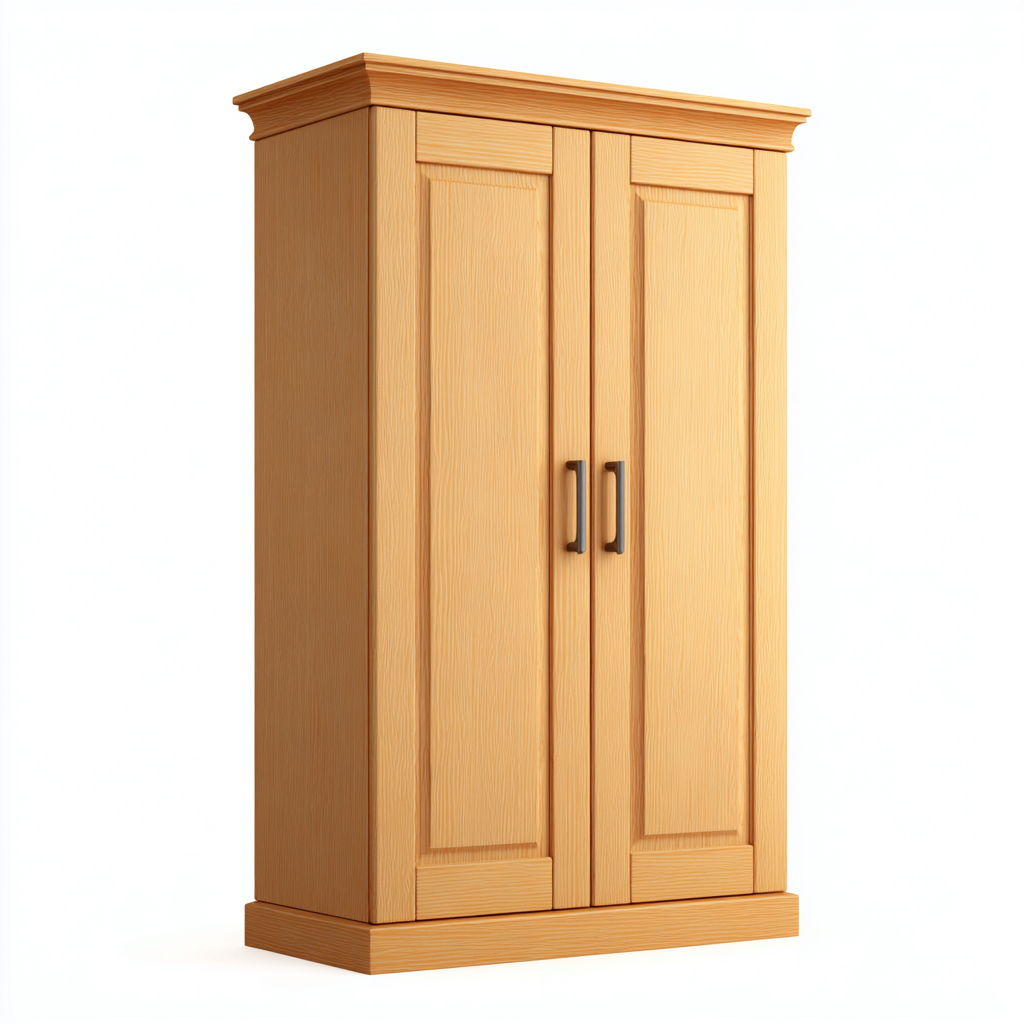 Armadio guardaroba - legno - 110x58x205 cm - legno chiaro - classico-Comfyilo