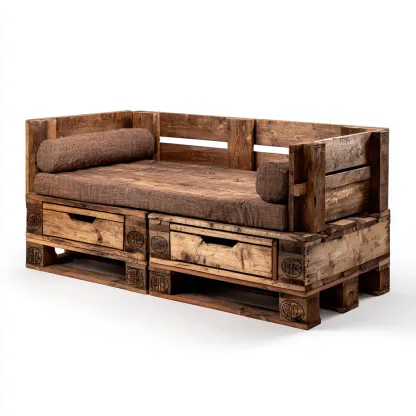 Divano letto - legno di pallet - 200x80x75cm - legno naturale-marrone - stile rustico-Comfyilo