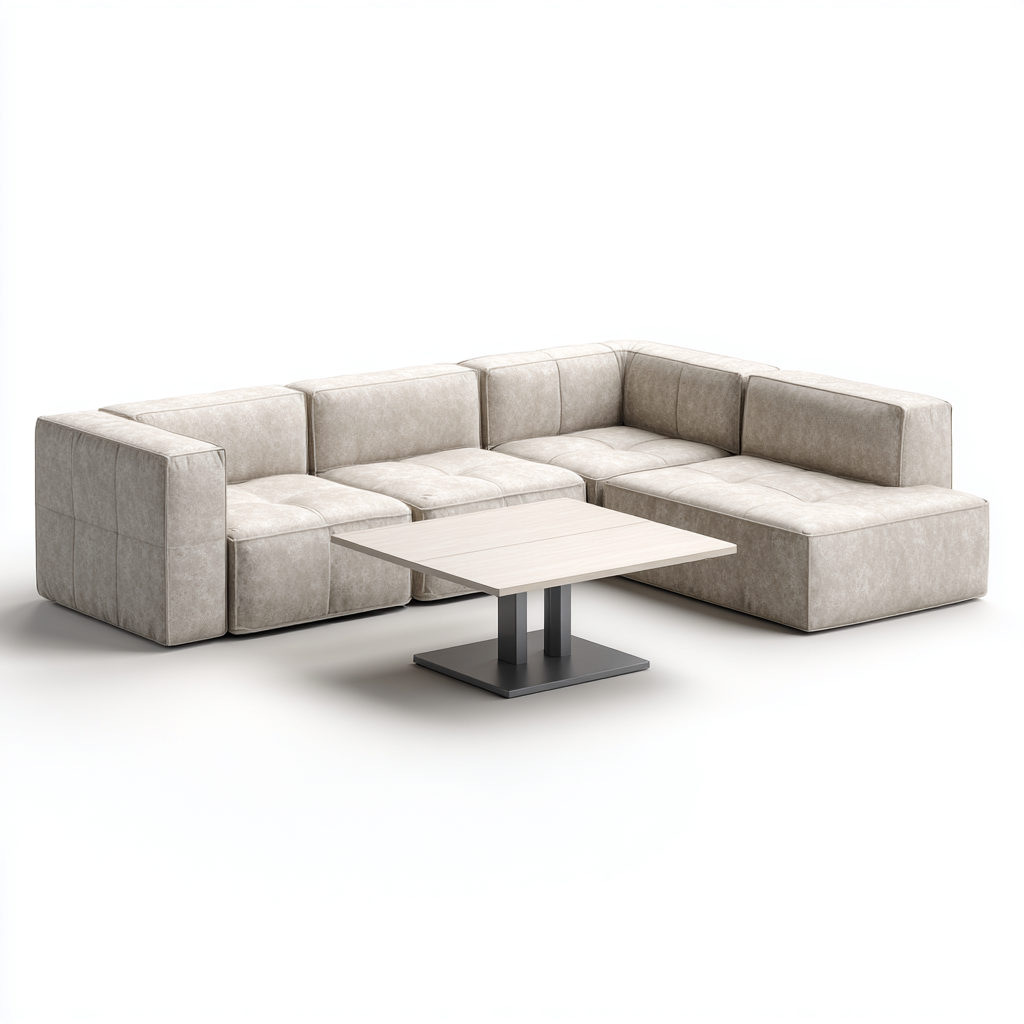 Divani modulari-pelle-metallo-298x186x80 cm-beige-design moderno-Comfyilo