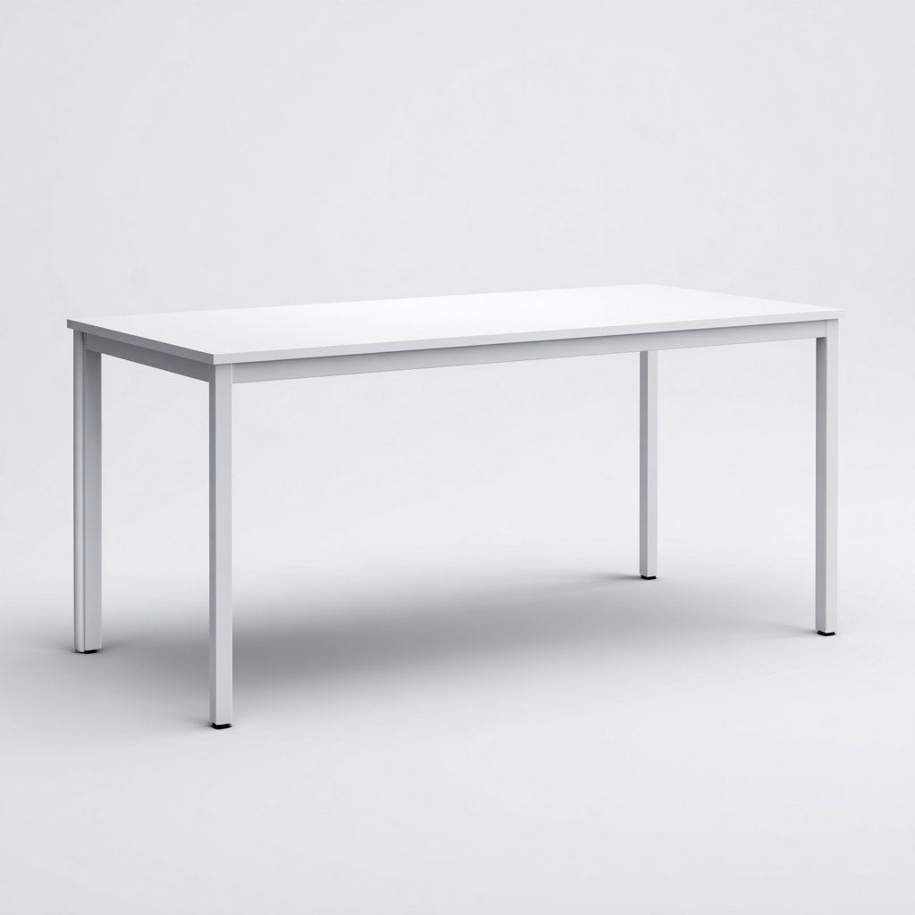 Scrivania-legno-metallo-160x76x74 cm-bianco-moderno-Comfyilo
