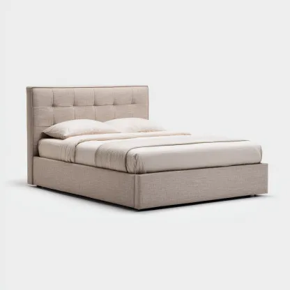 Letto matrimoniale - tessuto - 223x164x115cm - beige - stile moderno-Comfyilo