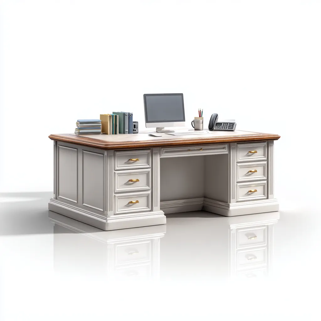 Scrivania-legno-legno massello-168x82x79 cm-bianco-legno-classico-Comfyilo