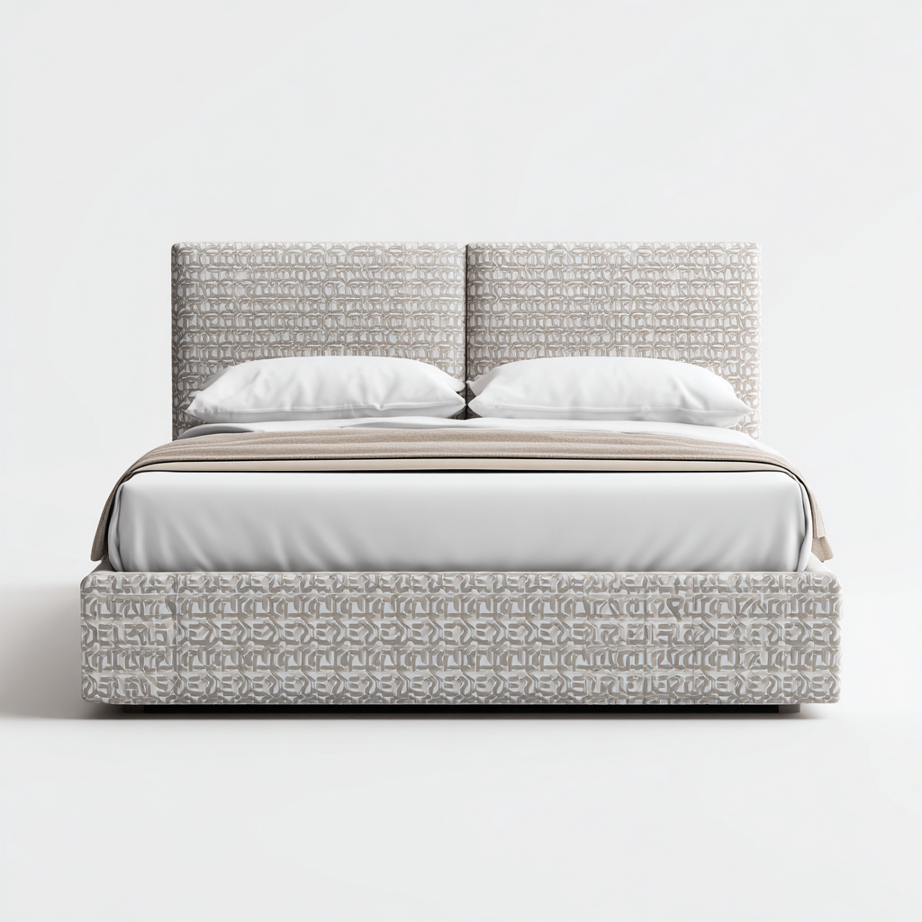 Letto matrimoniale - tessuto - 225x166x118cm - beige fantasia - stile moderno-Comfyilo