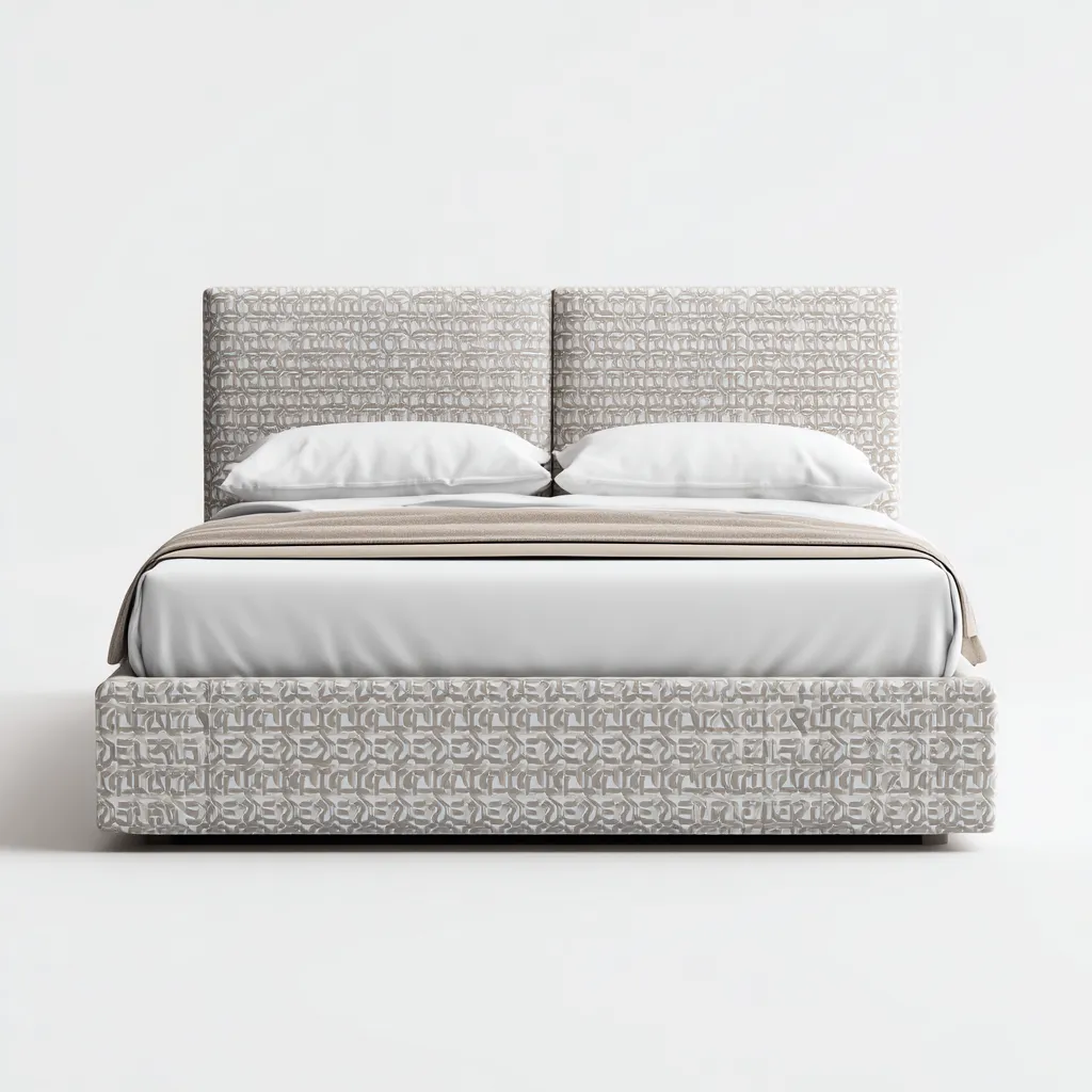 Letto matrimoniale - tessuto - 225x166x118cm - beige fantasia - stile moderno-Comfyilo