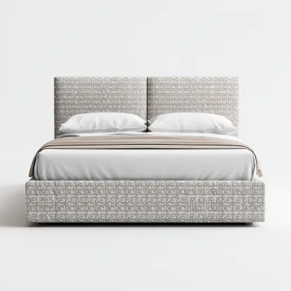 Letto matrimoniale - tessuto - 225x166x118cm - beige fantasia - stile moderno-Comfyilo