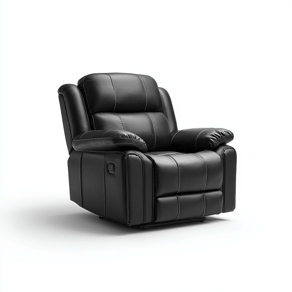 Poltrona reclinabile - pelle sintetica - 92x90x104 cm - nero - design ergonomico-Comfyilo