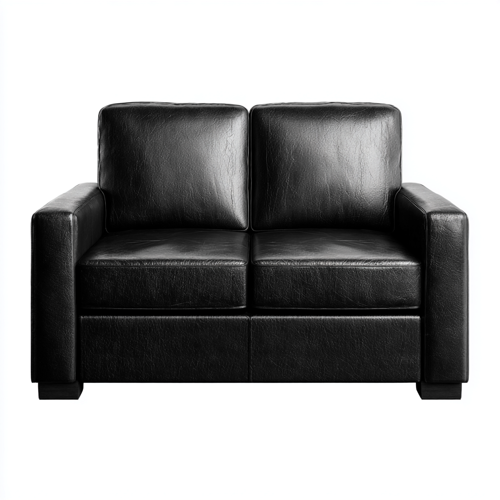 Divano a due posti - pelle-legno - 168x90x85cm - nero - design moderno-Comfyilo