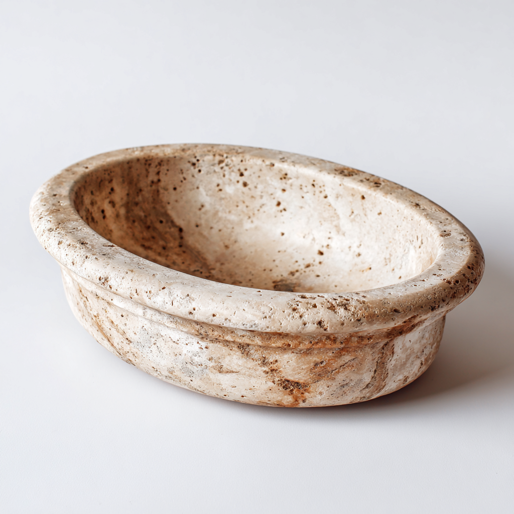 Lavabo - pietra naturale - 50x38x18 cm - beige rustico - rustico-Comfyilo