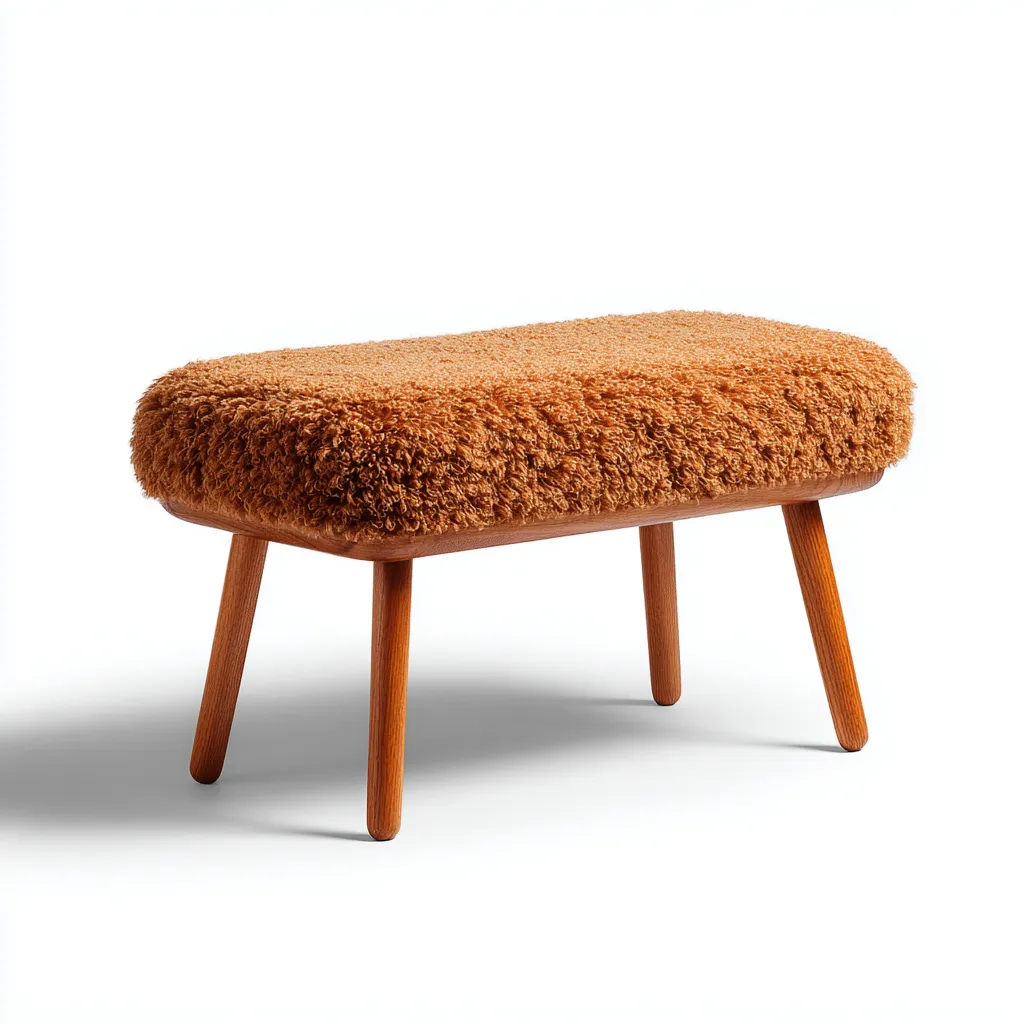 Panca per letto - pelliccia sintetica-legno - 80x35x45cm - arancione - stile moderno morbido-Comfyilo