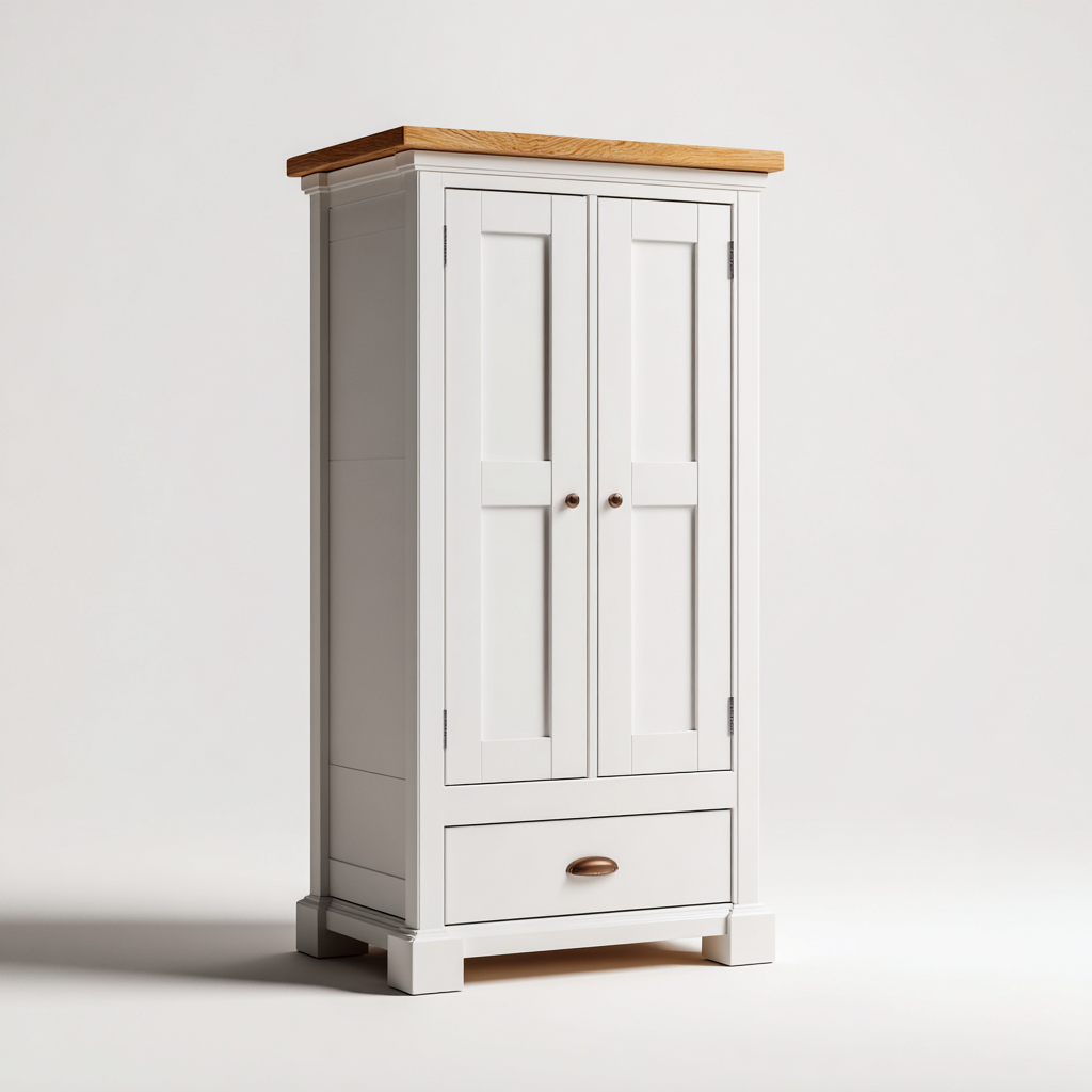 Armadio guardaroba - legno-MDF - 92x52x178 cm - bianco-marrone - classico-Comfyilo