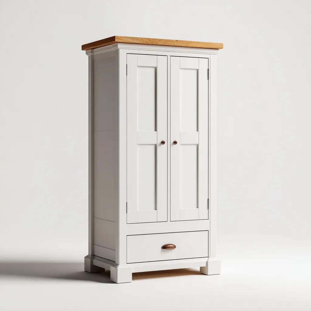 Armadio guardaroba - legno-MDF - 92x52x178 cm - bianco-marrone - classico-Comfyilo