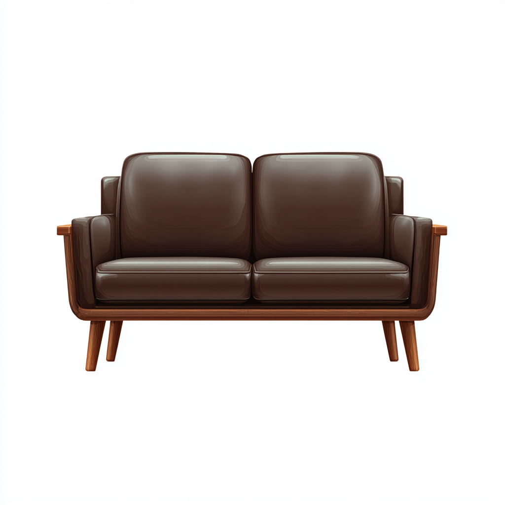 Divano a due posti - pelle-legno - 172x82x80cm - marrone - design moderno-Comfyilo