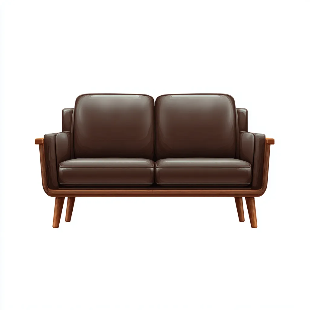 Divano a due posti - pelle-legno - 172x82x80cm - marrone - design moderno-Comfyilo