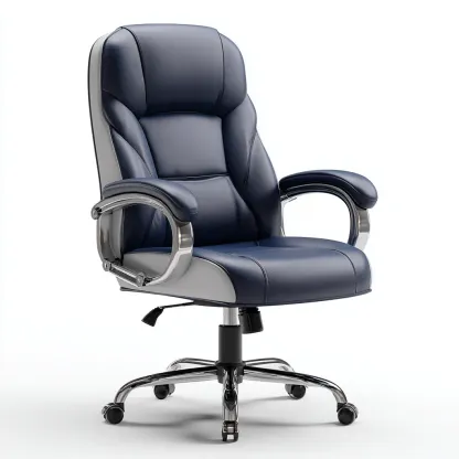 Sedia da ufficio-pelle-metallo-74x70x118 cm-blu-grigio-design moderno-Comfyilo