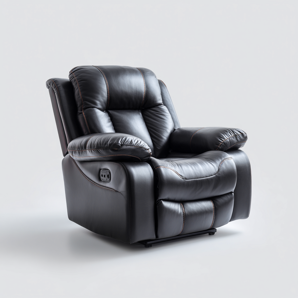 Poltrona reclinabile - pelle sintetica - 94x92x106 cm - nero - design ergonomico-Comfyilo