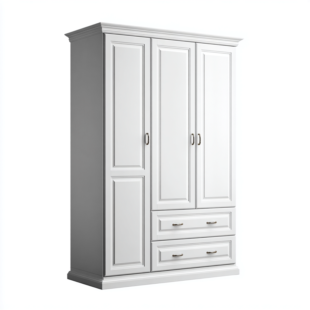 Armadio guardaroba - MDF - 155x60x215 cm - bianco - classico-Comfyilo