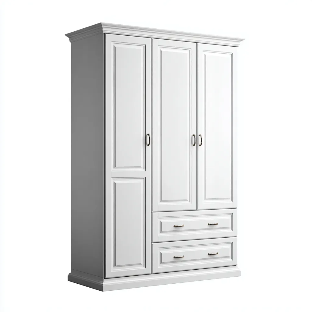 Armadio guardaroba - MDF - 155x60x215 cm - bianco - classico-Comfyilo