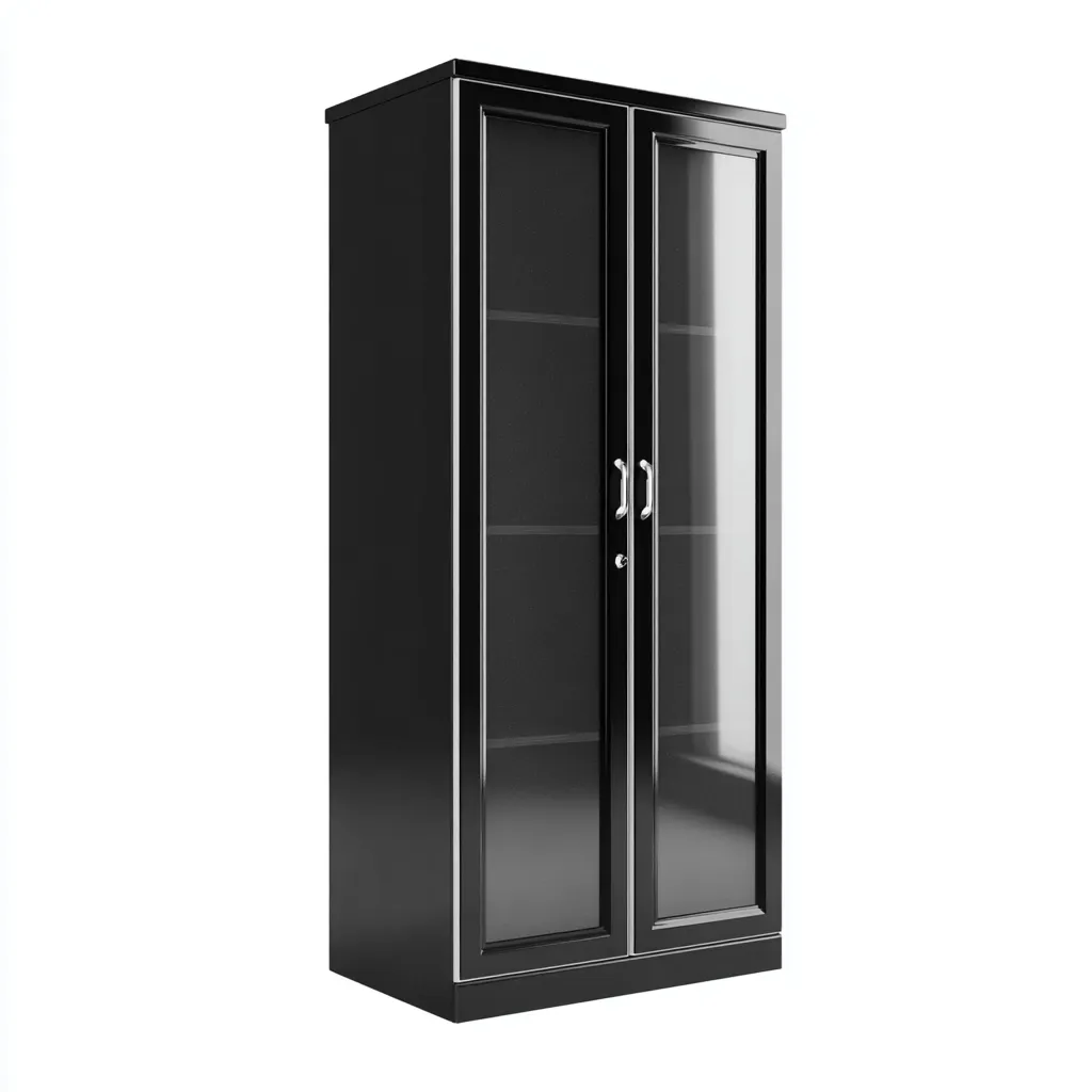 Armadio guardaroba - MDF-vetro - 88x48x186 cm - nero - moderno-Comfyilo
