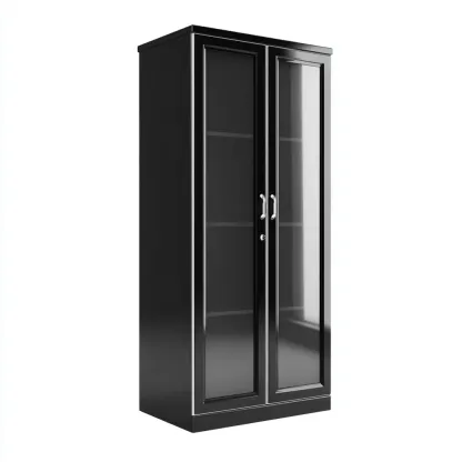 Armadio guardaroba - MDF-vetro - 88x48x186 cm - nero - moderno-Comfyilo