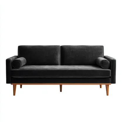 Divano a due posti - velluto-legno - 186x84x82cm - nero - design moderno-Comfyilo
