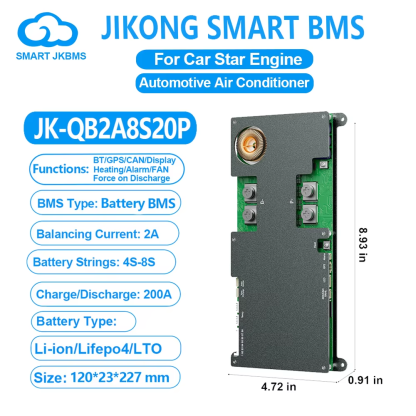 JK BMS 4S-8S 200A Car Starter Smart Active BMS for Lifepo4/Li-ion/LTO