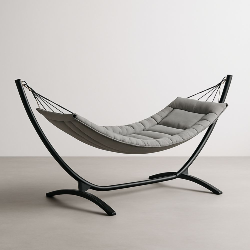 Amaca con Struttura in Metallo e Tessuto Grigio 200cm