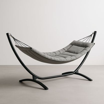 Amaca con Struttura in Metallo e Tessuto Grigio 200cm