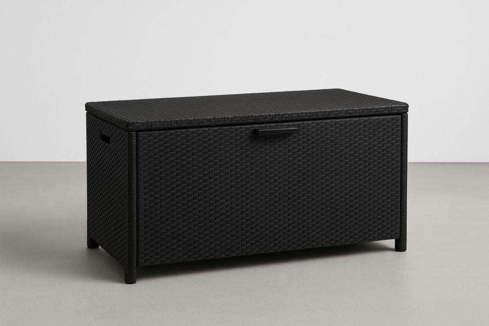 Cassapanca in Rattan Sintetico Nero 80x40x40 cm