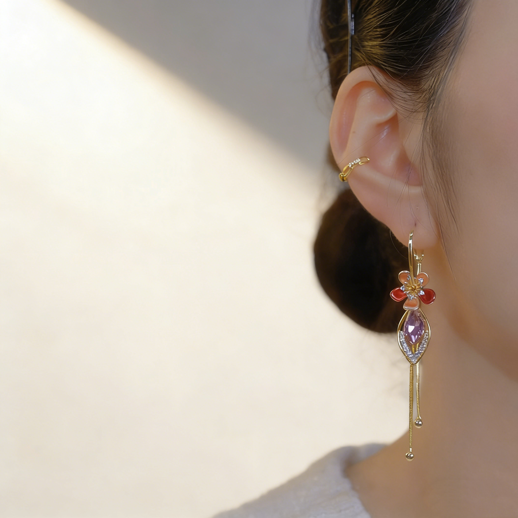 Natural Amethyst Tassel Earrings