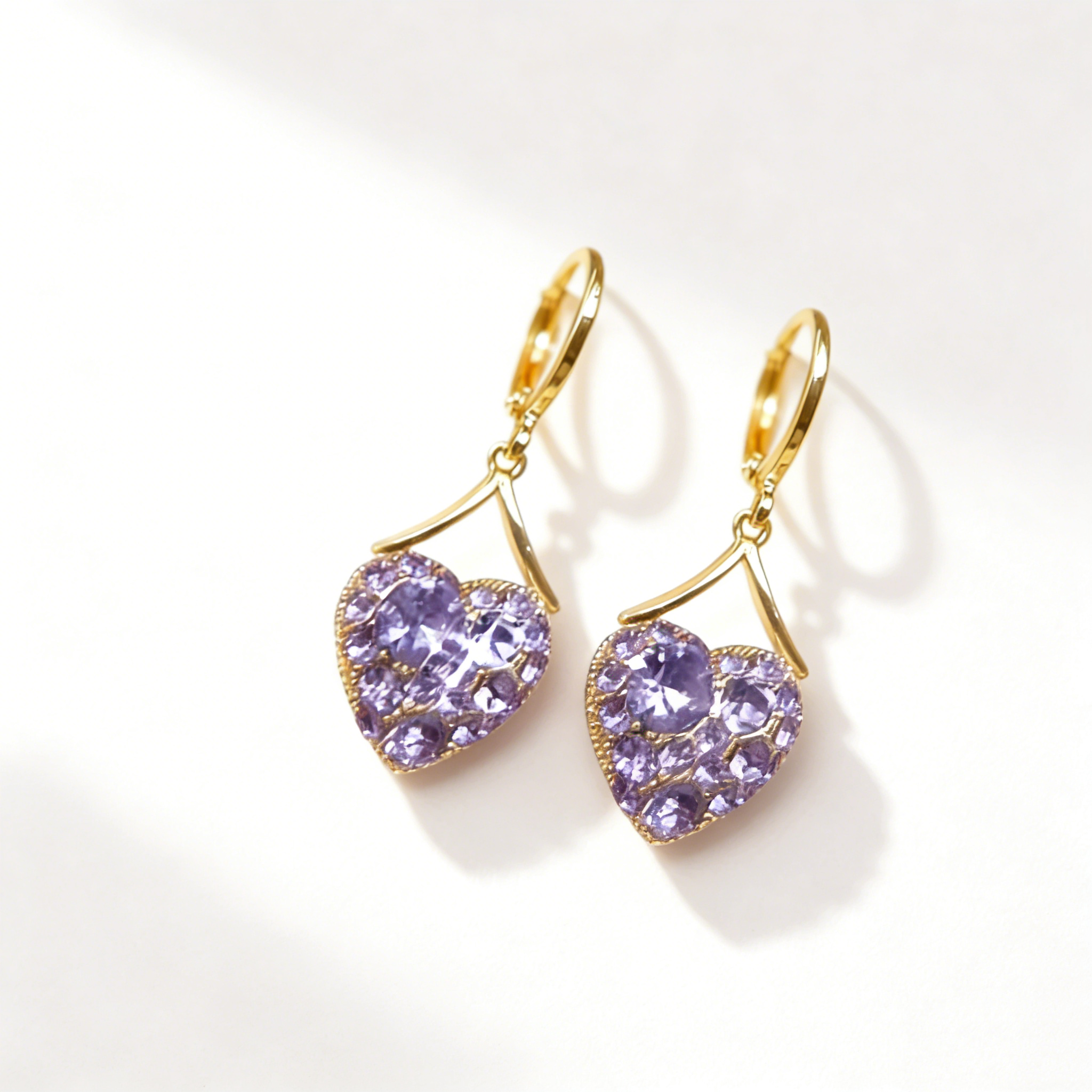 Amethyst Heart Earrings