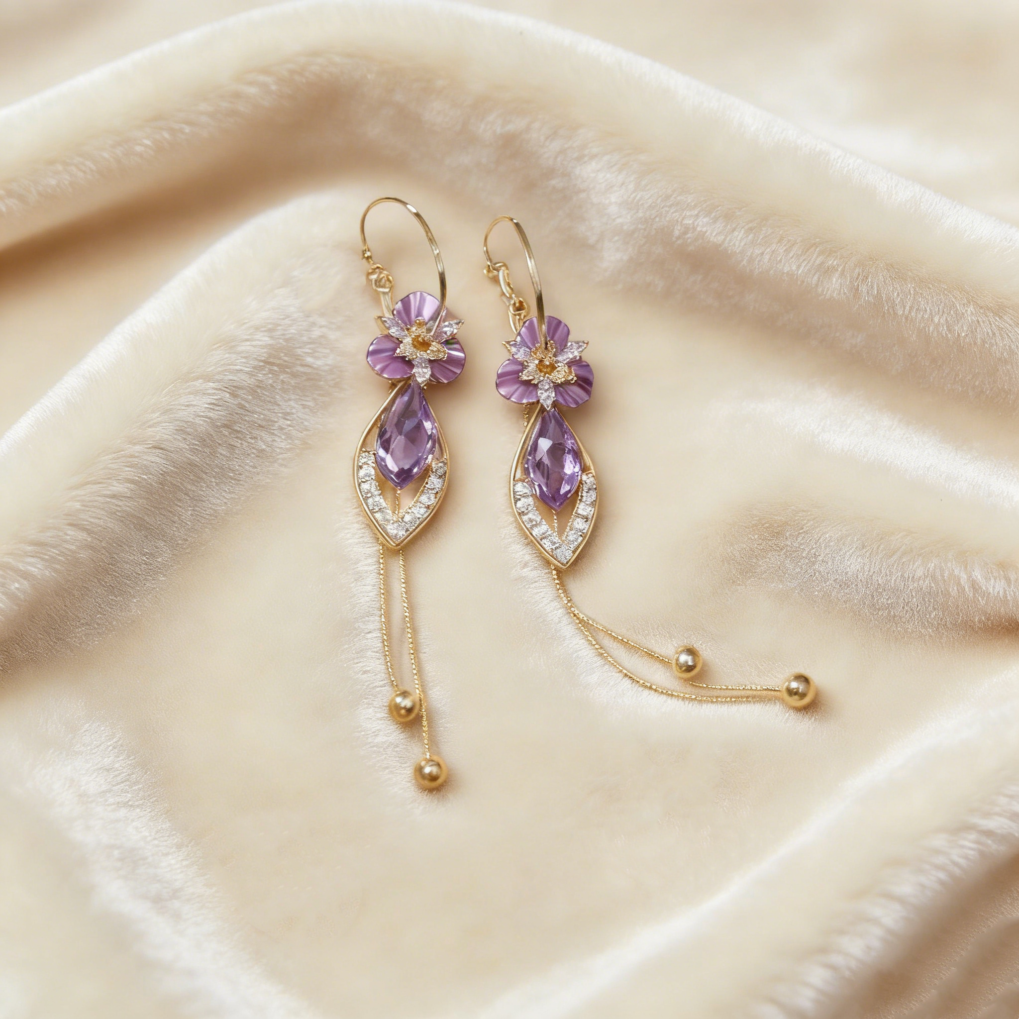 Natural Amethyst Tassel Earrings