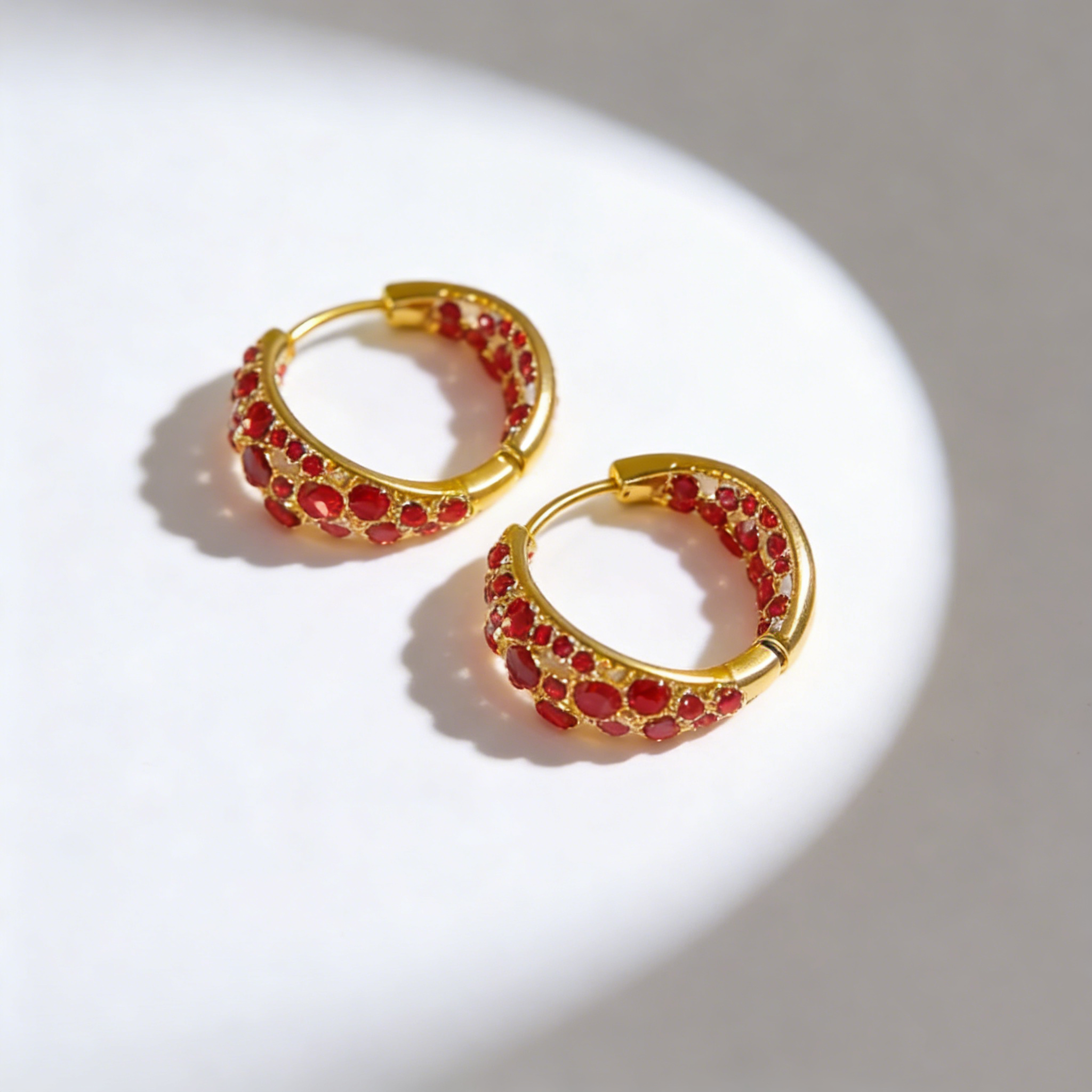 Natural Crystal Hoop Earrings