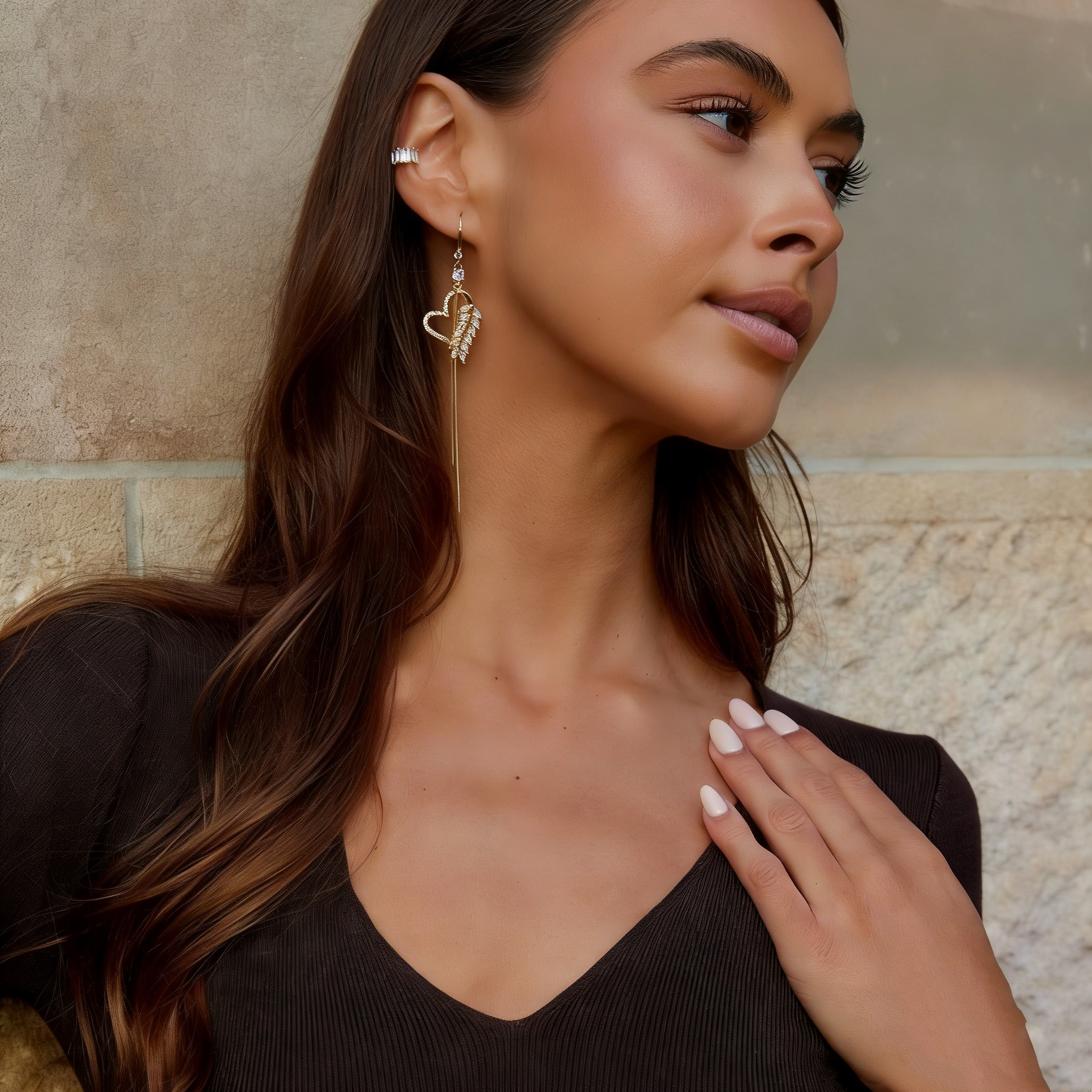 Elegant Heart Tassel Earrings