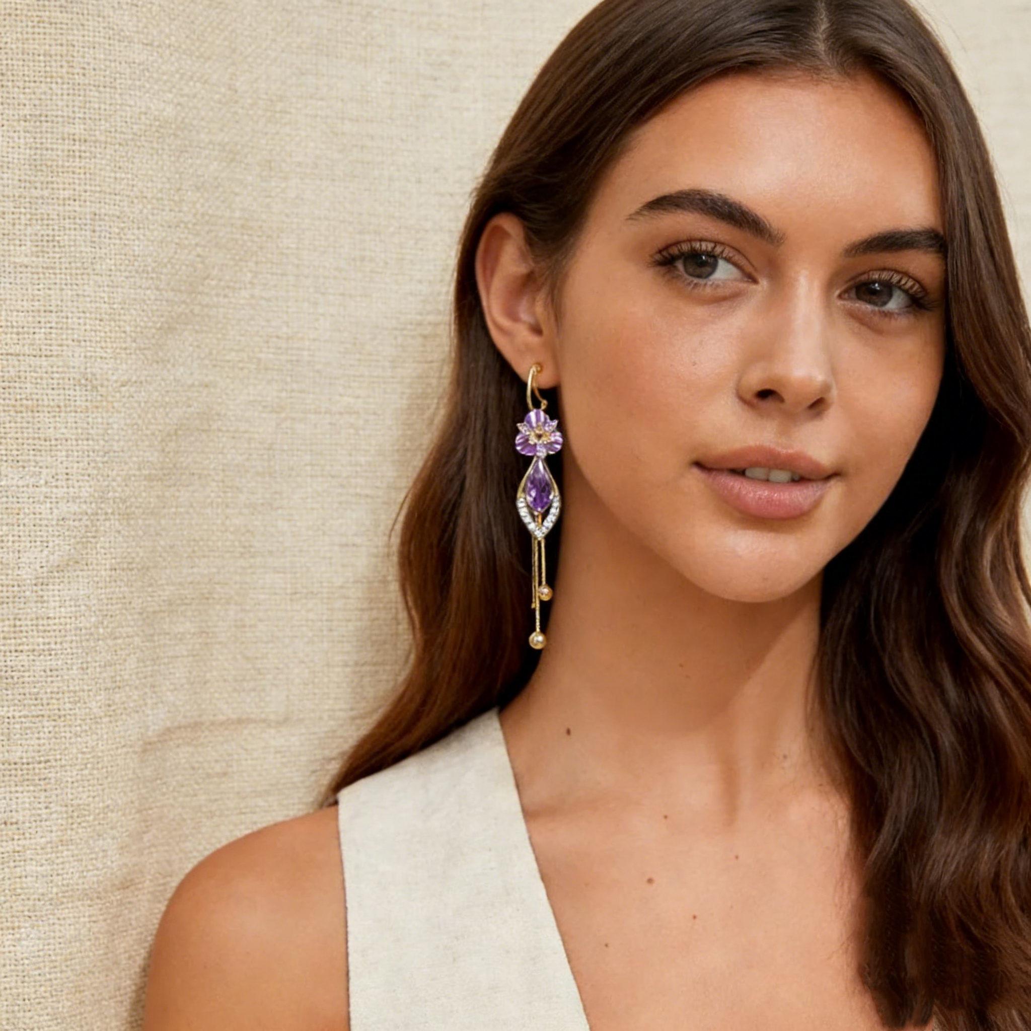 Natural Amethyst Tassel Earrings
