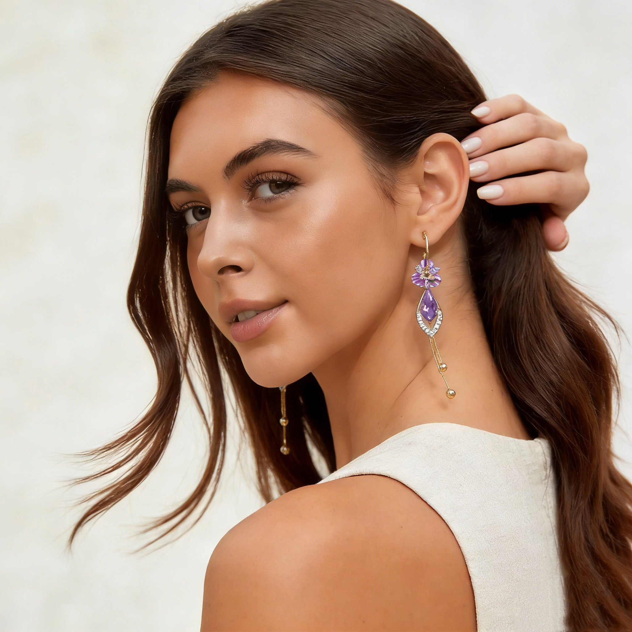 Natural Amethyst Tassel Earrings