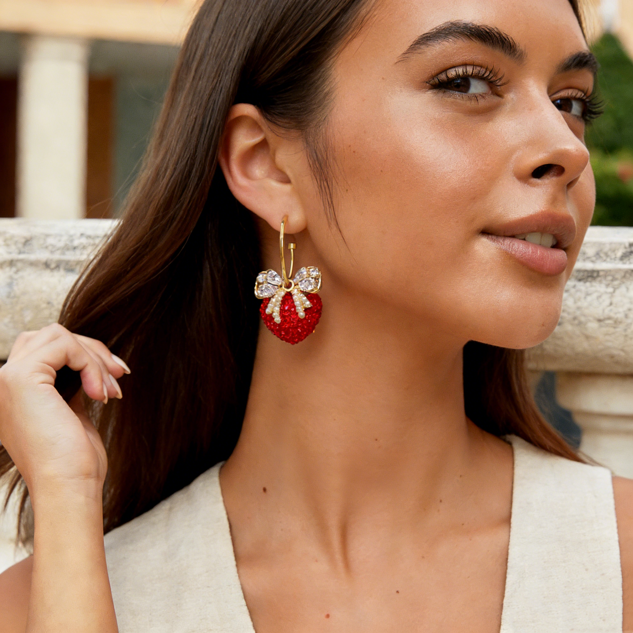 Elegant Bow Heart Earrings