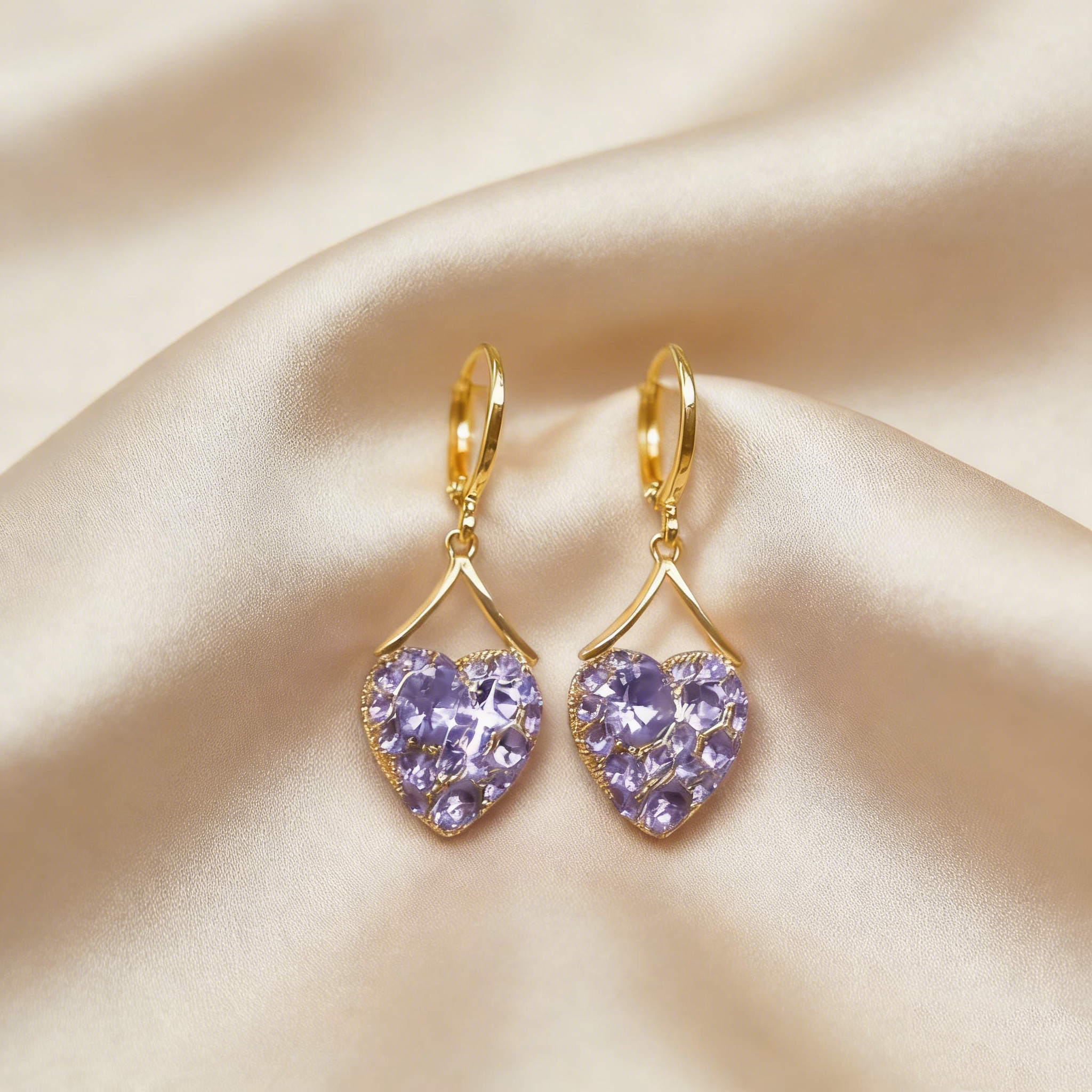 Amethyst Heart Earrings