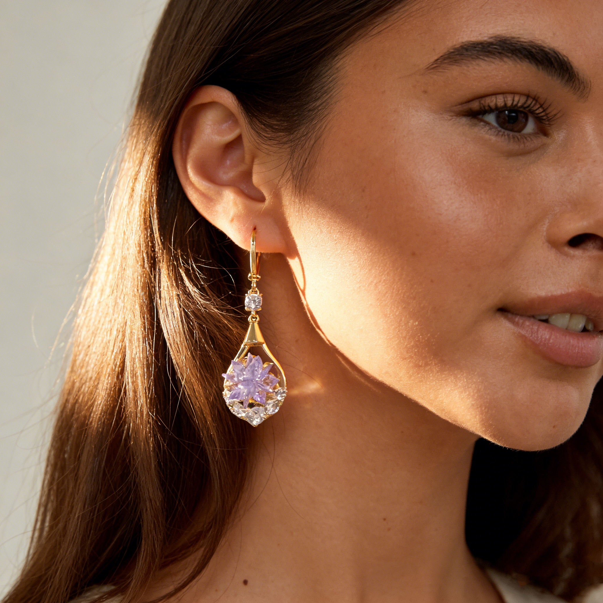 Frosted Flower Natural Crystal Earrings