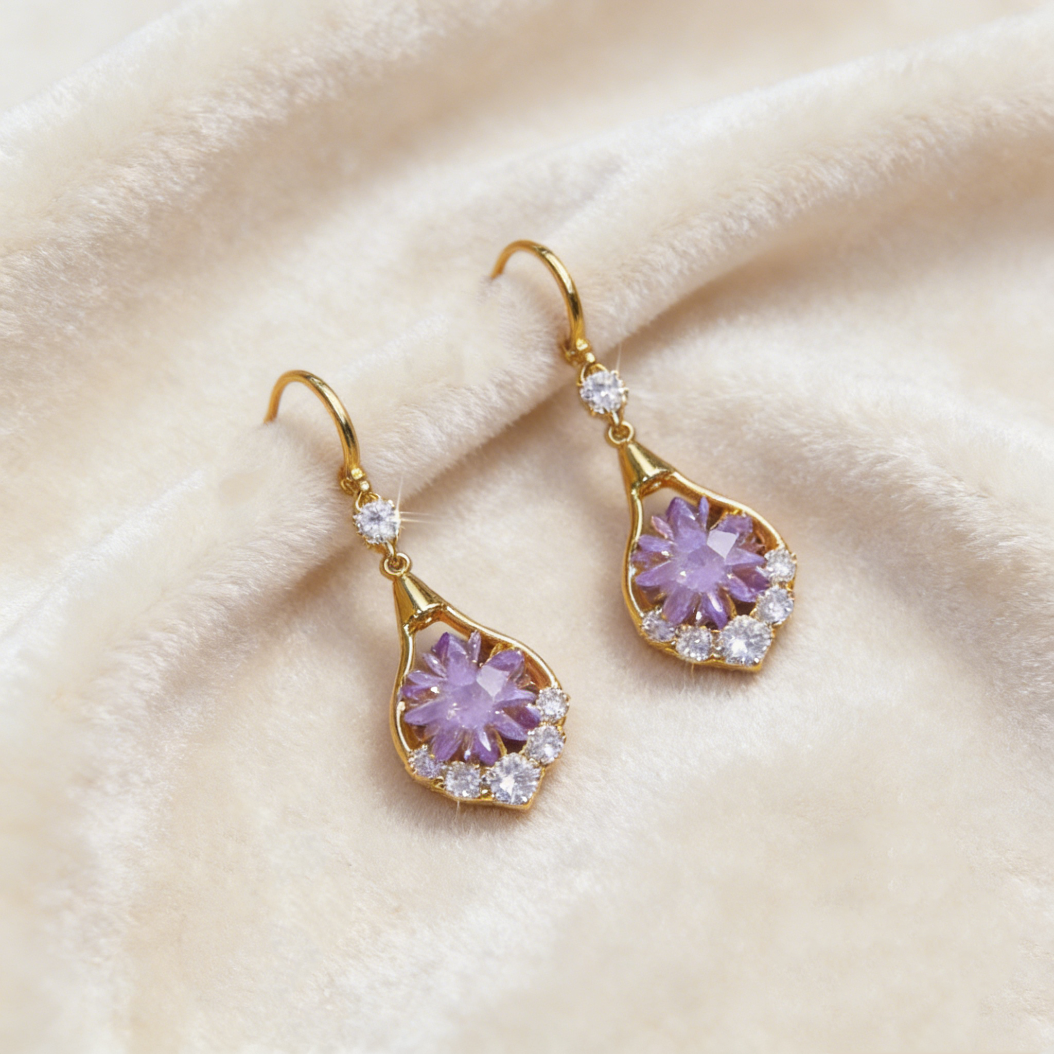 Frosted Flower Natural Crystal Earrings