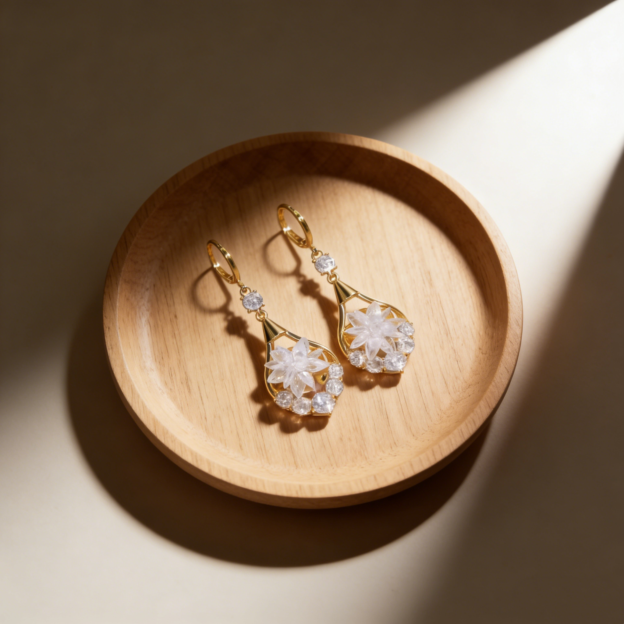 Frosted Flower Natural Crystal Earrings