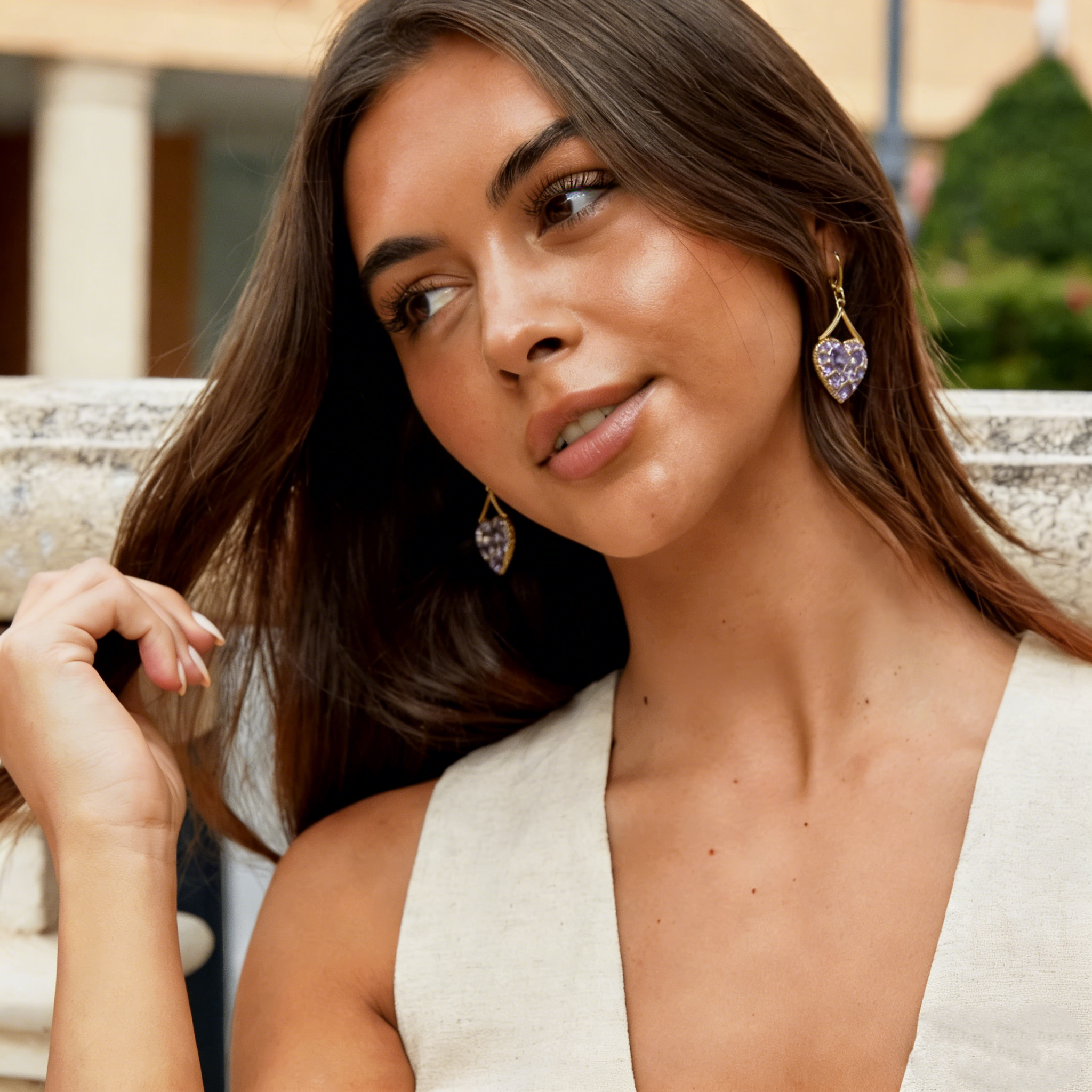 Amethyst Heart Earrings