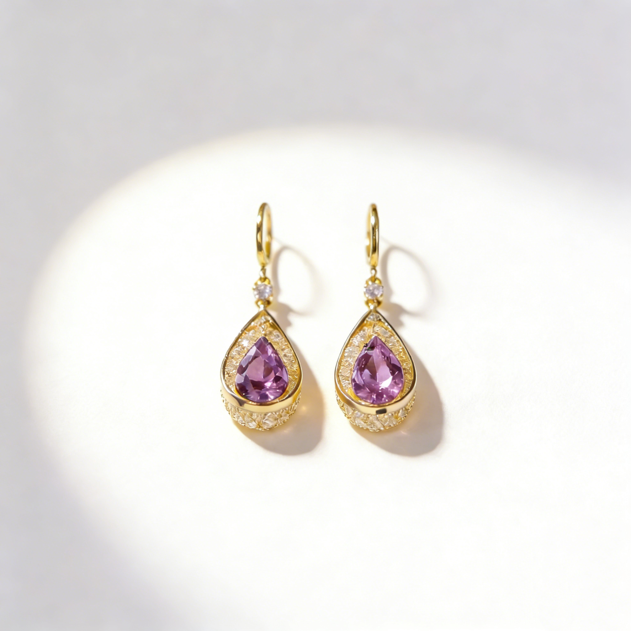 Waterdrop Amethyst Earrings