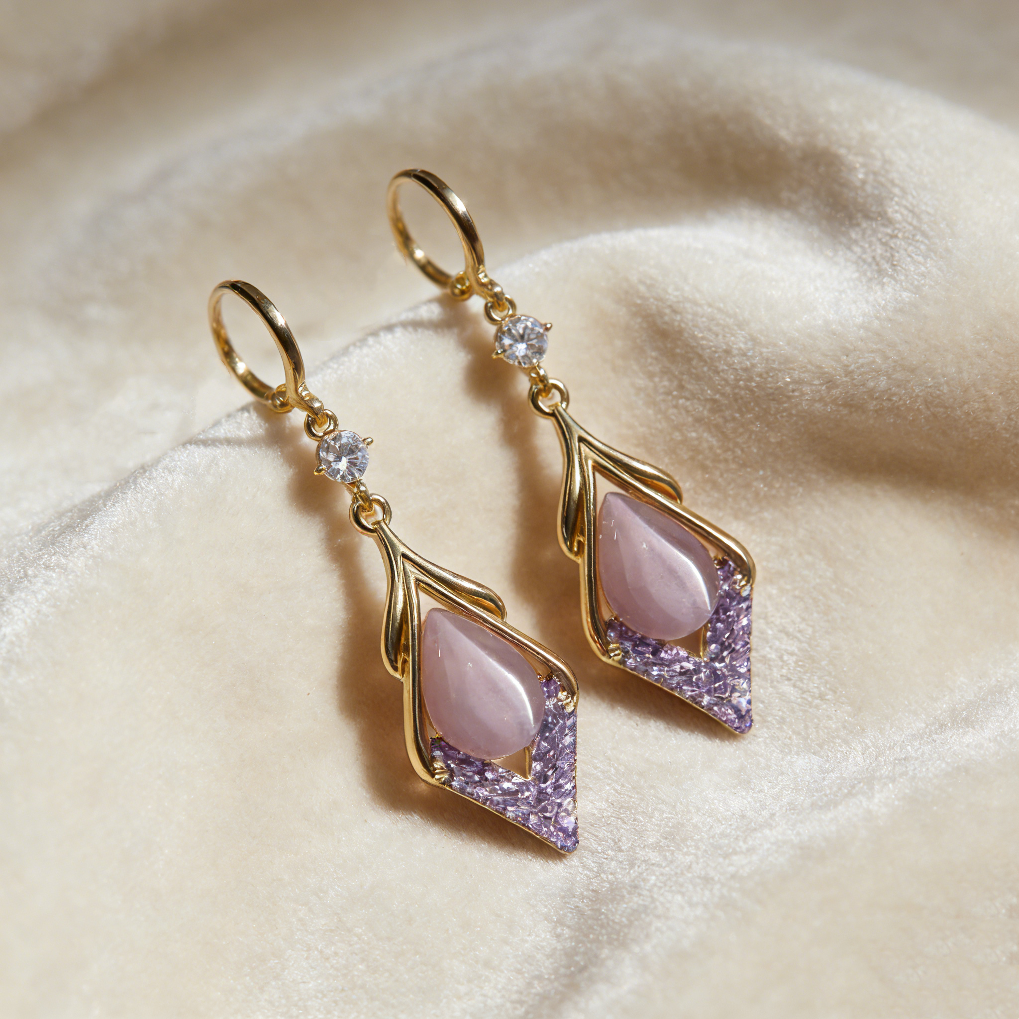 Amethyst Rhombus Earrings