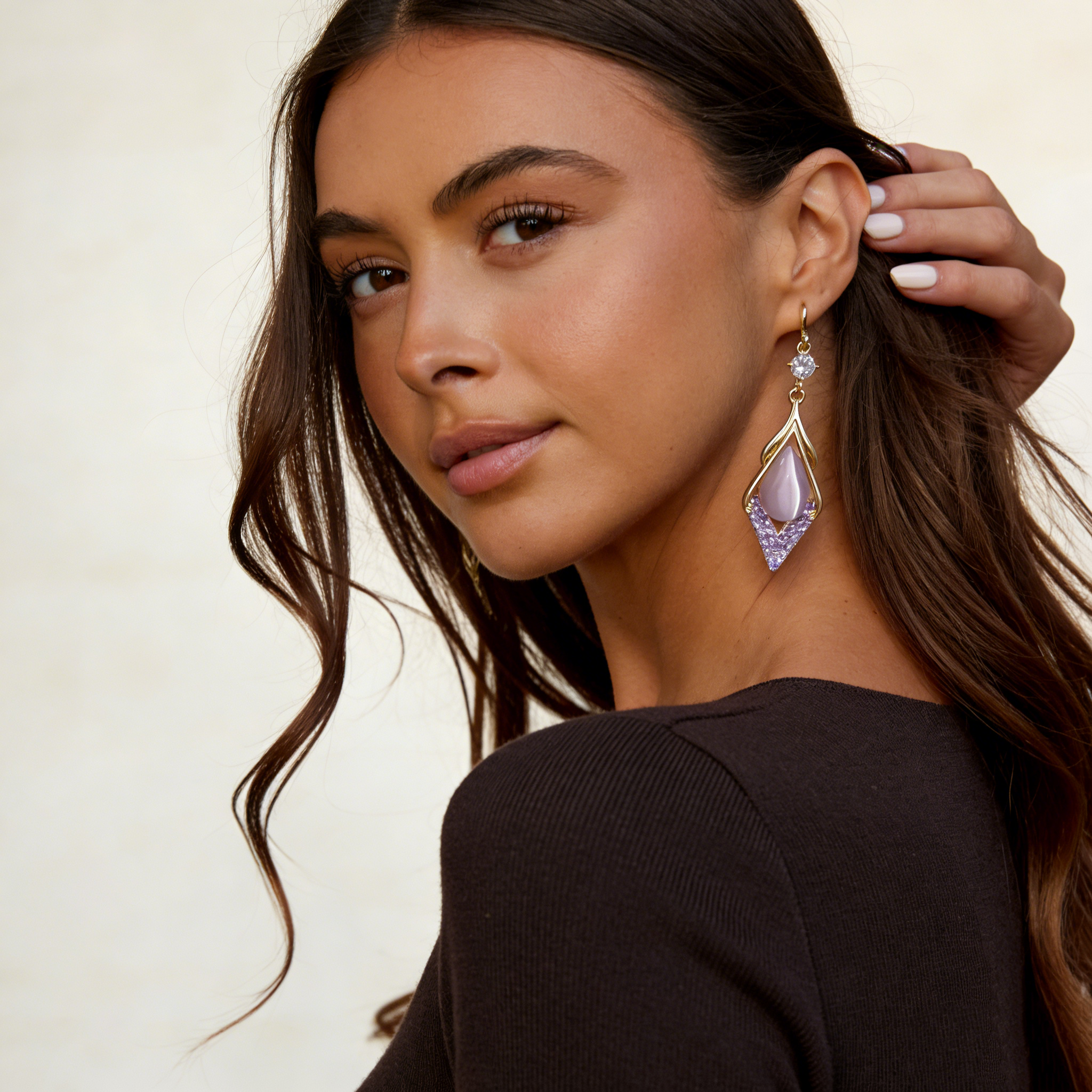 Amethyst Rhombus Earrings