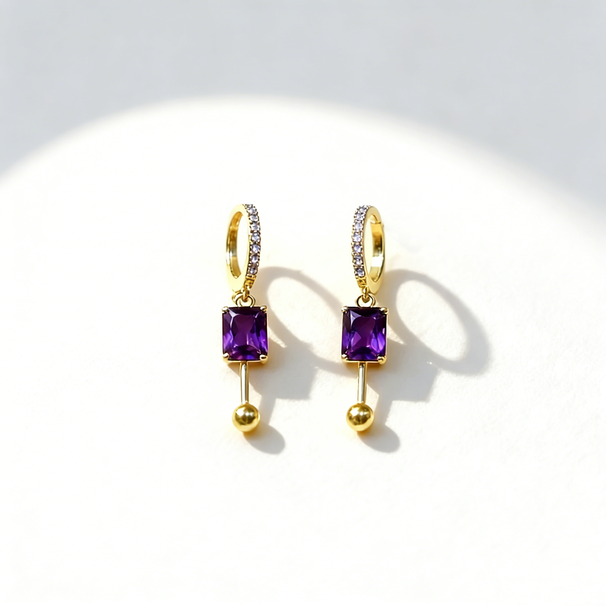 Natural Crystal Double-Layer Earrings